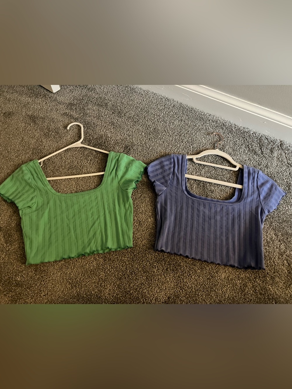 Set: Aerie Offline Cropped Tees Green and Blue